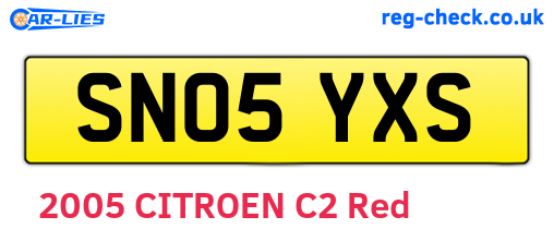 SN05YXS are the vehicle registration plates.