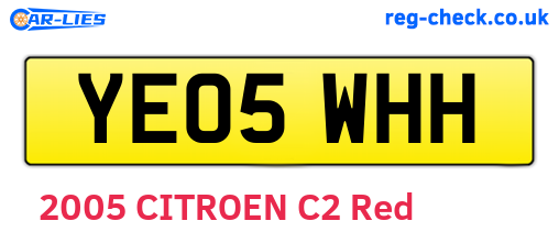 YE05WHH are the vehicle registration plates.