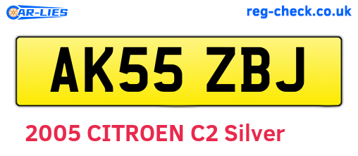 AK55ZBJ are the vehicle registration plates.
