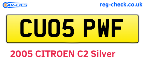 CU05PWF are the vehicle registration plates.