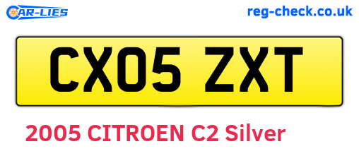 CX05ZXT are the vehicle registration plates.