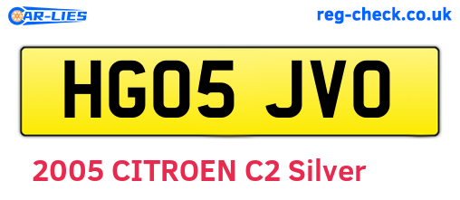 HG05JVO are the vehicle registration plates.