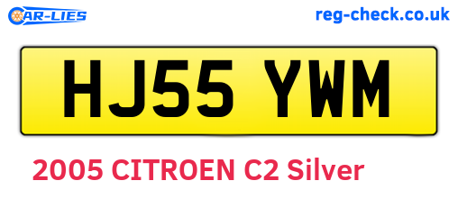 HJ55YWM are the vehicle registration plates.