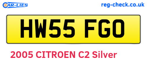 HW55FGO are the vehicle registration plates.