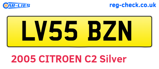 LV55BZN are the vehicle registration plates.