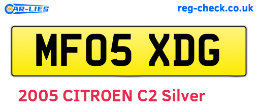 MF05XDG are the vehicle registration plates.