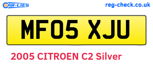 MF05XJU are the vehicle registration plates.