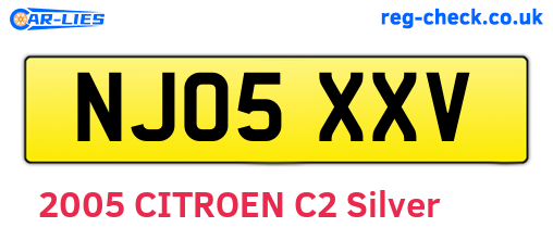 NJ05XXV are the vehicle registration plates.