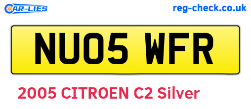 NU05WFR are the vehicle registration plates.