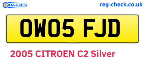 OW05FJD are the vehicle registration plates.