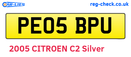 PE05BPU are the vehicle registration plates.