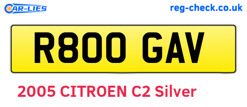 R800GAV are the vehicle registration plates.