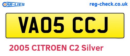 VA05CCJ are the vehicle registration plates.
