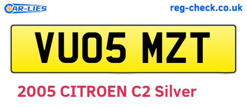 VU05MZT are the vehicle registration plates.