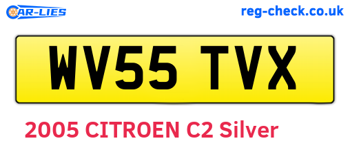 WV55TVX are the vehicle registration plates.