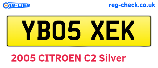 YB05XEK are the vehicle registration plates.