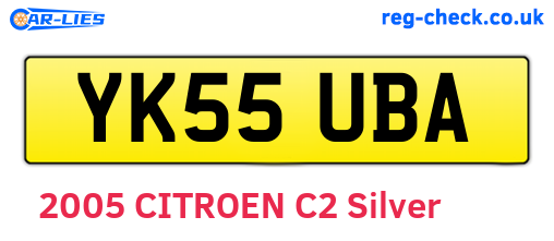 YK55UBA are the vehicle registration plates.