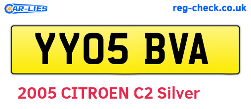 YY05BVA are the vehicle registration plates.