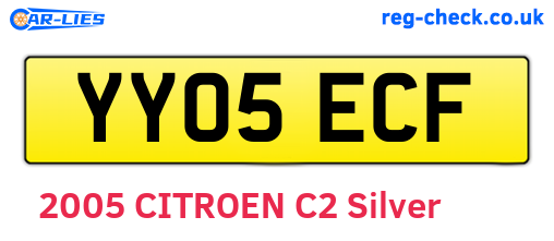 YY05ECF are the vehicle registration plates.