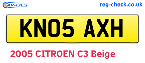 KN05AXH are the vehicle registration plates.