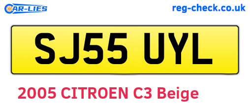 SJ55UYL are the vehicle registration plates.