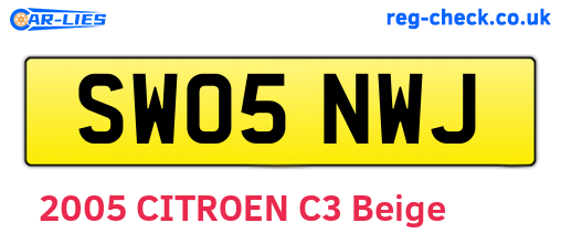 SW05NWJ are the vehicle registration plates.