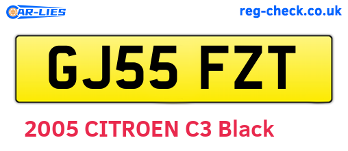 GJ55FZT are the vehicle registration plates.