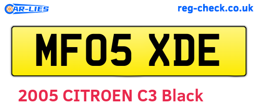 MF05XDE are the vehicle registration plates.