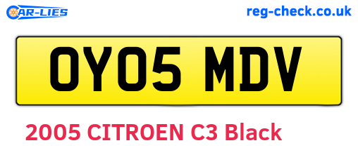 OY05MDV are the vehicle registration plates.