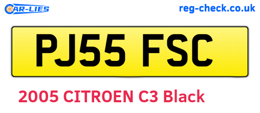 PJ55FSC are the vehicle registration plates.