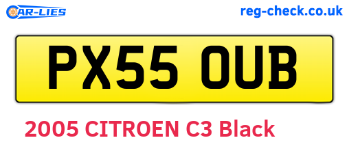 PX55OUB are the vehicle registration plates.