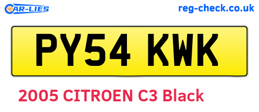 PY54KWK are the vehicle registration plates.