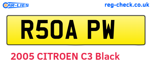 R50APW are the vehicle registration plates.