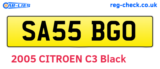 SA55BGO are the vehicle registration plates.