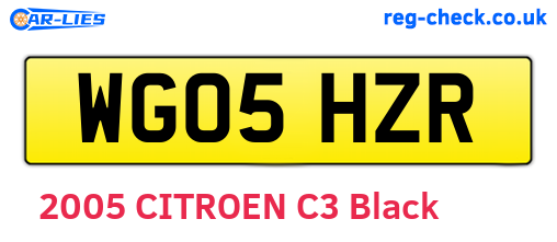 WG05HZR are the vehicle registration plates.