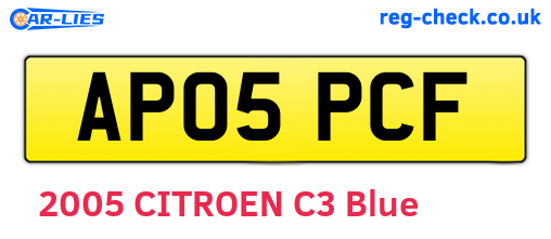 AP05PCF are the vehicle registration plates.