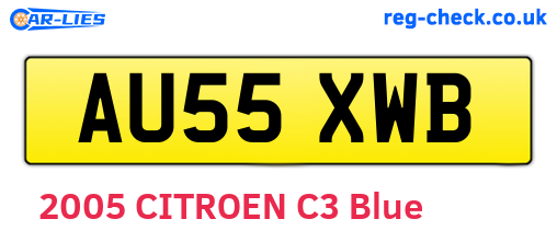 AU55XWB are the vehicle registration plates.