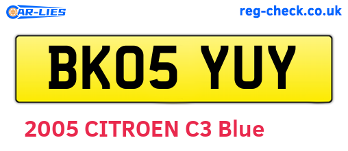 BK05YUY are the vehicle registration plates.