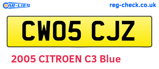 CW05CJZ are the vehicle registration plates.