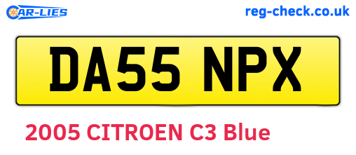 DA55NPX are the vehicle registration plates.