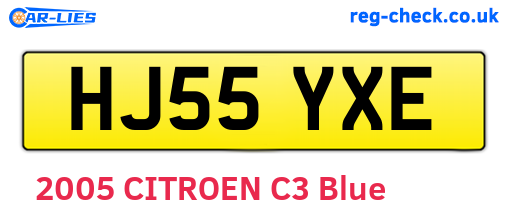 HJ55YXE are the vehicle registration plates.