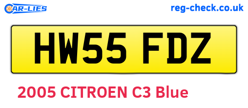 HW55FDZ are the vehicle registration plates.
