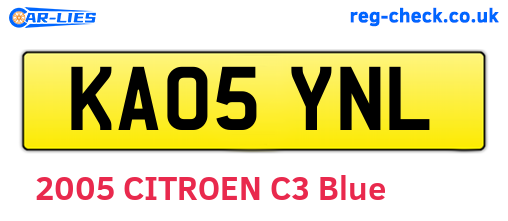 KA05YNL are the vehicle registration plates.