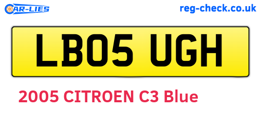 LB05UGH are the vehicle registration plates.