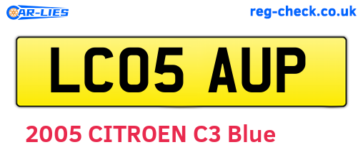 LC05AUP are the vehicle registration plates.