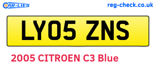 LY05ZNS are the vehicle registration plates.