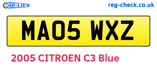 MA05WXZ are the vehicle registration plates.