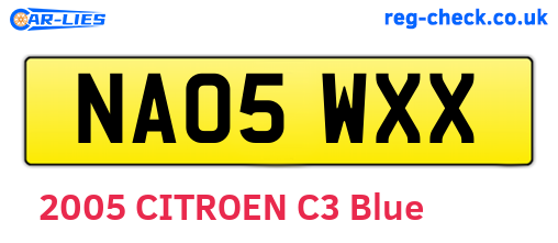 NA05WXX are the vehicle registration plates.