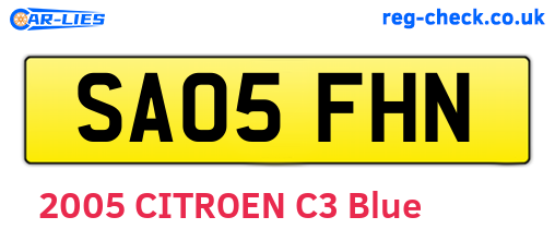 SA05FHN are the vehicle registration plates.