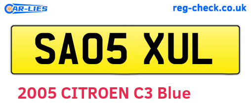 SA05XUL are the vehicle registration plates.